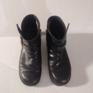 Harley Davidson Black Leather Moto Ankle Boots 8.5 2" Heel Made In USA
